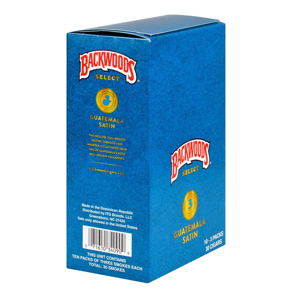Backwoods Select Guatemala Satin cigars, 10 packs of 3 - Backwoods Cigars